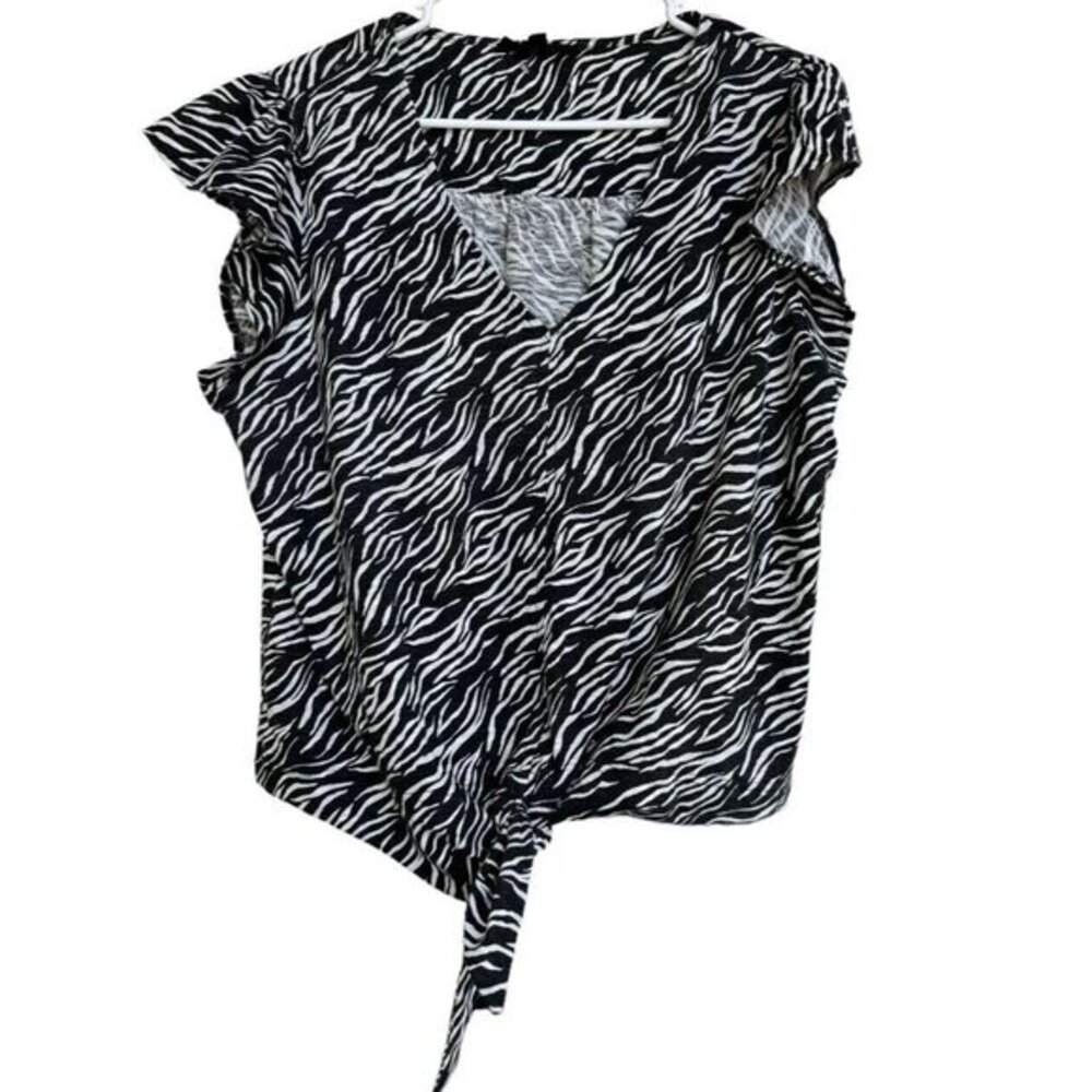 Jane & Delaney Tie Waist Black White Size XL Top Blouse